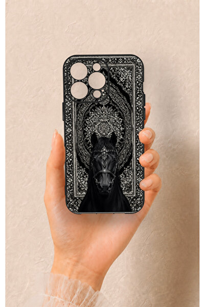 Vip Case iPhone 14 Pro Max Uyumlu Etnik At Figürü Desenli Silikon Kılıf