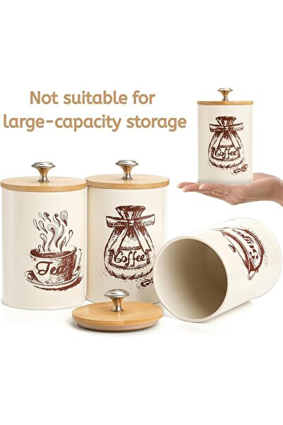 Youeon Canister Sets for Kitchen Counter, Coffee Sugar Tea Canister Set, Meta...