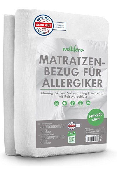 OEM Husă de saltea Welldora 140x200x8 cm pentru persoane cu alergii, cu fermo...