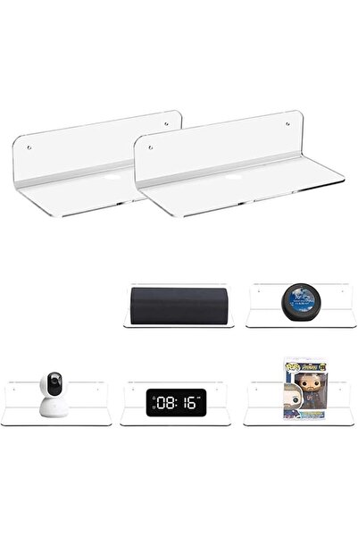U-HOOME U HOOME Acrylic Floating Shelves Wall Mounted Set of 2,Small Display ...