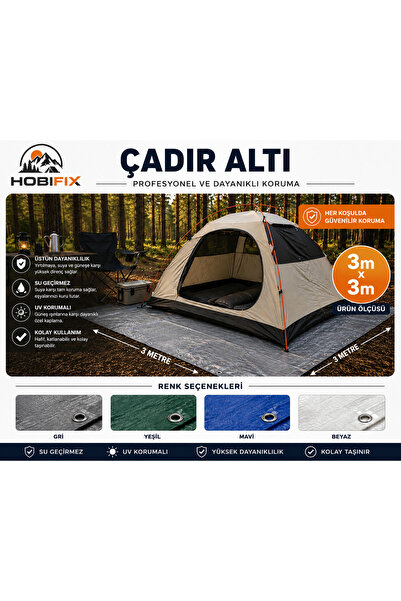 Hobifix Koruma Brandası 3mt x 3mtSu Geçirmez UV Korumalı Çok Amaçlı Çadır Alt...