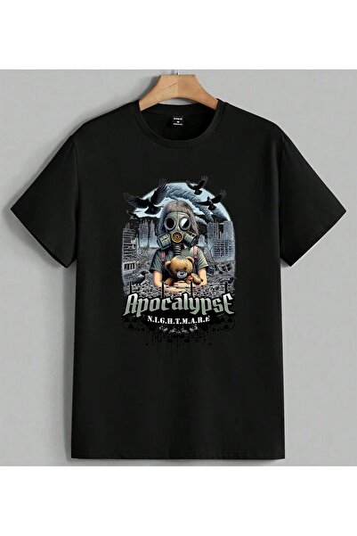 ELFERA Apocalypse Nightmare Gas Printed Unisex Oversize T-Shirt Black