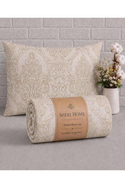 Sheri Home Lastikli Çarşaf Seti %100 Pamuk Yumuşak Dokulu-Kaymaz Tam Geçmeli ...