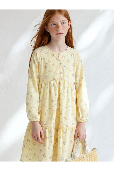 LC Waikiki Original Oval Collar Floral Girl's Dress