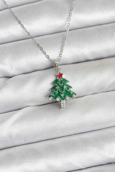 Generic Brand Mey Import ®   316L Steel Chain Silver Color Pine Tree Model Ch...