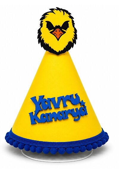 Bkmc Baby Canary Birthday Party Hat – Yellow Navy Blue Eva Children's Party Hat