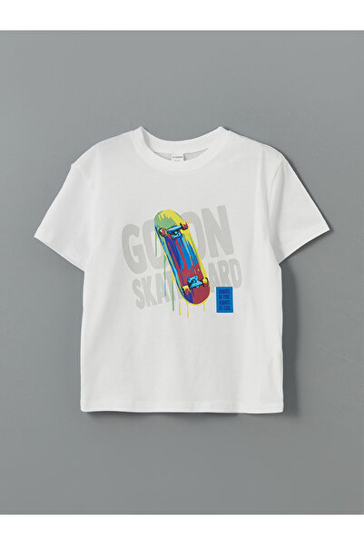 LC Waikiki Two Mt Shop Quality Oval Collar Printed Boys' T-Shirt