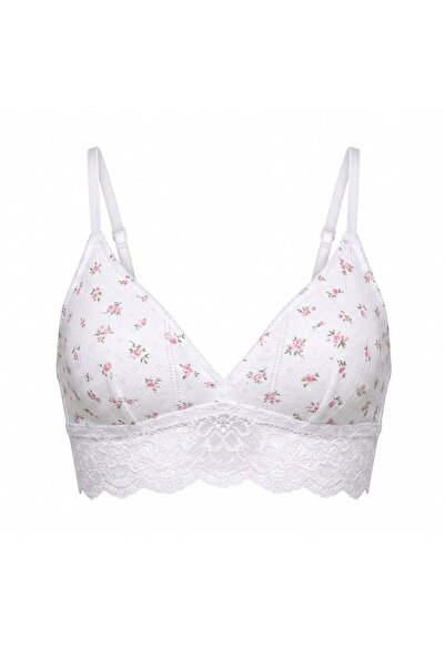 BONBON Kadın Pointel Çiçek Desenli Ribana Kumaş Dantel Detaylı Bralet BB2763