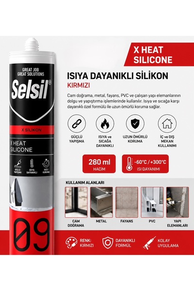 SEL Selsil 280 ml Kırmızı Yüksek Isı Siikon Sıvı Conta Kırmızı Isıya Dayanıkl...