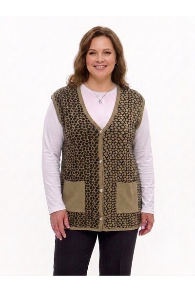 onno style women Steel Knit Classic Leopard Pattern Knitted Vest