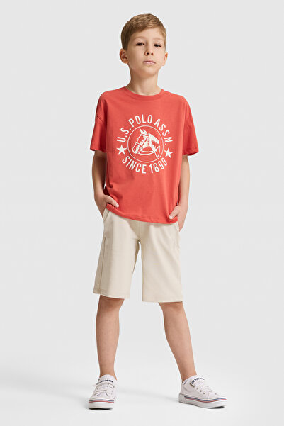 U.S. Polo Assn. كابري برمودا للأولاد باللون الكاكي الفاتح ORME 50320462-VR183