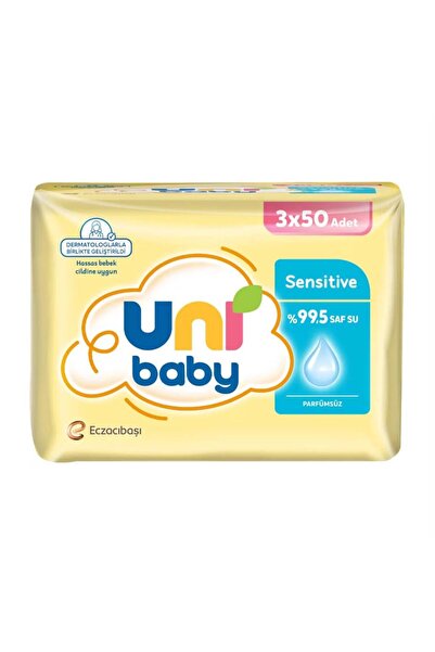 Uni Baby مناديل مبللة للبشرة الحساسة 3x50 قطعة