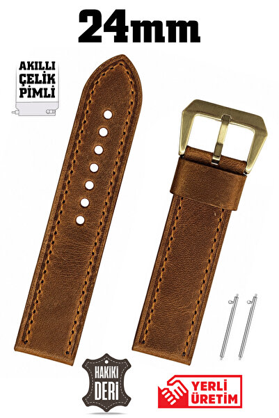 Saatse 24mm Brown Sport Crazy Nubuck Genuine Leather Watch Band Strap with Sm...
