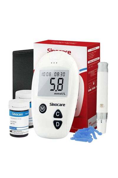 sinocare Safe Accu Blood Glucose Monitoring System With 50 Test Strips and La...
