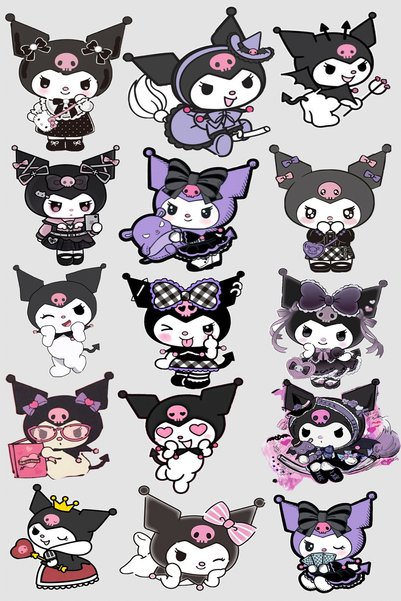 postercraft Sanrio Kuromi Concept 5-Piece Decorative Sticker and Label Set 14.8 X 21 Cm, Phone Case, Book, Journal, Memory Notebook, Diary, Bag, Box, for Any Surface
