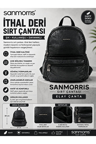 Sanmorris حقيبة ظهر نسائية من الجلد المستورد للاستخدام اليومي بتصميم أنيق وعملي