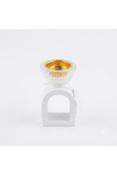 AKDC Chalk & Glass Incense Burner Arch Base - 12×6 cm - White / Black / Lavender