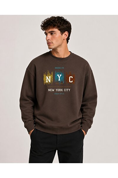 herkesemoda Nyc majica sa otisnutim logom, okruglim izrezom i dvostrukim koncem
