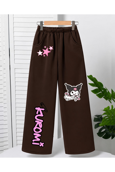 haha Kuromi Printed Wide Leg Sweatpants for Girls