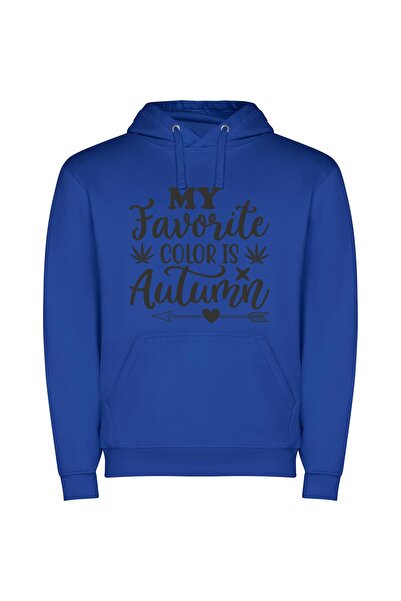 iLovePrints Autumn's Happy Favorite Quotes Φούτερ με κουκούλα σε χρώμα Μπλε