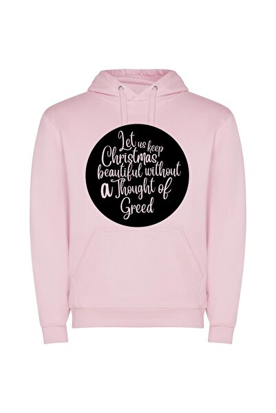 iLovePrints Greedy Elegance: Christmas Circles Φούτερ με κουκούλα σε χρώμα Ροζ
