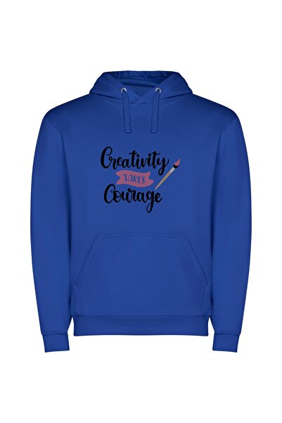 iLovePrints Courageous Creative Inspirations Φούτερ με κουκούλα σε χρώμα Μπλε