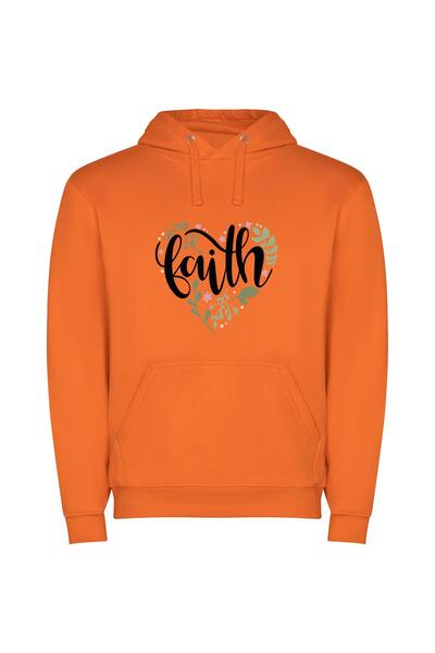 iLovePrints Floral Faith Lettering Φούτερ με κουκούλα σε χρώμα Πορτοκαλί