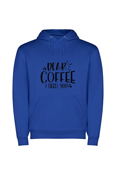 iLovePrints Coffee: Essential Elixir of Life Φούτερ με κουκούλα σε χρώμα Μπλε