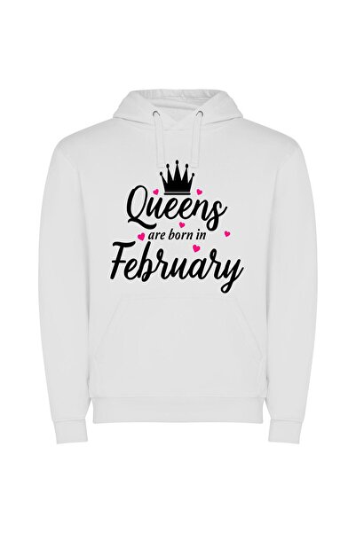 iLovePrints Crowned February's Regal Beauty Φούτερ με κουκούλα σε χρώμα Λευκό
