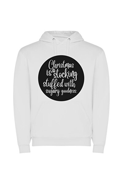 iLovePrints Sugary Silly Stocking Stuffers Φούτερ με κουκούλα σε χρώμα Λευκό