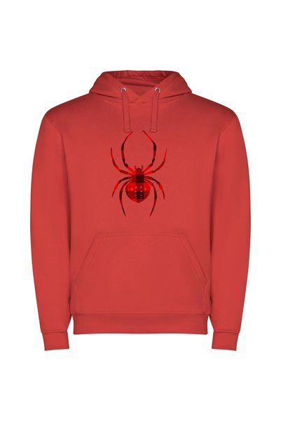iLovePrints Scarlet Arachnid Artistry Φούτερ με κουκούλα σε χρώμα Κόκκινο