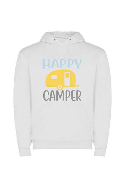 iLovePrints Cheerful Camper Mobile Φούτερ με κουκούλα σε χρώμα Λευκό