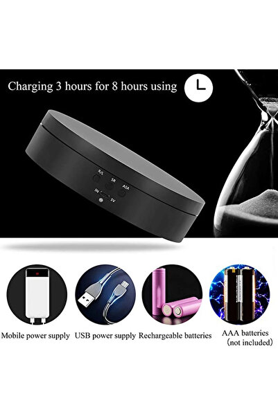 Choice 138MM Black 360 Degree Electric Rotating Turntable, Rechargeable Low N...