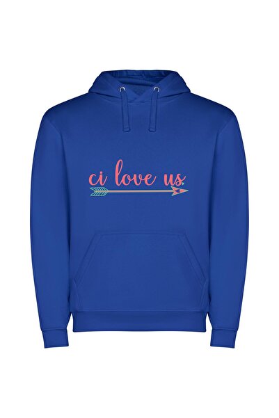 iLovePrints Cui's Love-Inspired Profile Φούτερ με κουκούλα σε χρώμα Μπλε