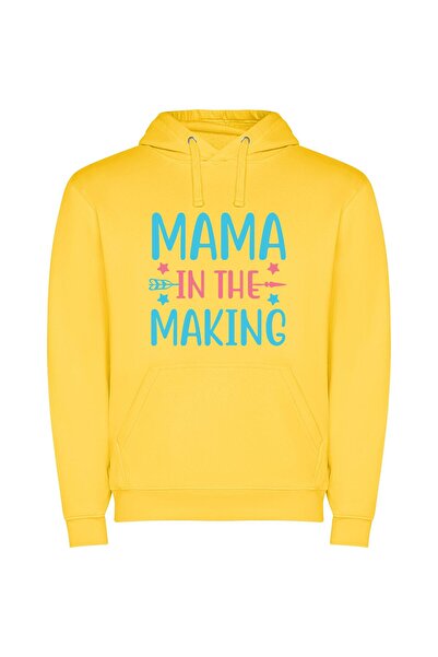 iLovePrints Mama's Maternal Memoir Φούτερ με κουκούλα σε χρώμα Κίτρινο