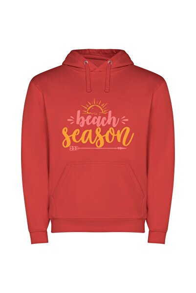 iLovePrints Sandy Sunset Escape Φούτερ με κουκούλα σε χρώμα Κόκκινο
