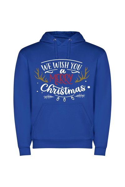 iLovePrints Crimson Merry Antlers Φούτερ με κουκούλα σε χρώμα Μπλε