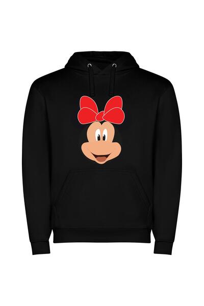 iLovePrints Mickey's Lovely Red Bow Φούτερ με κουκούλα σε χρώμα Μαύρο
