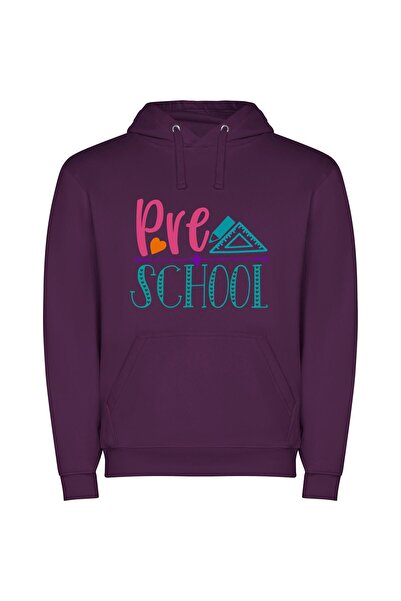 iLovePrints School Love Arrow Φούτερ με κουκούλα σε χρώμα Μωβ