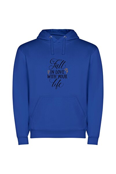 iLovePrints Life's Enchanting Love Affair Φούτερ με κουκούλα σε χρώμα Μπλε