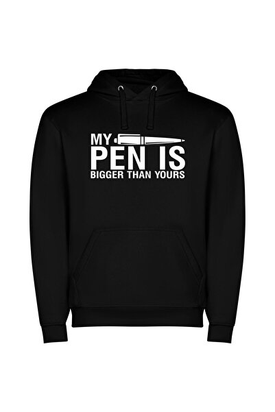 iLovePrints Bold Ink, Poetic Pen Φούτερ με κουκούλα σε χρώμα Μαύρο