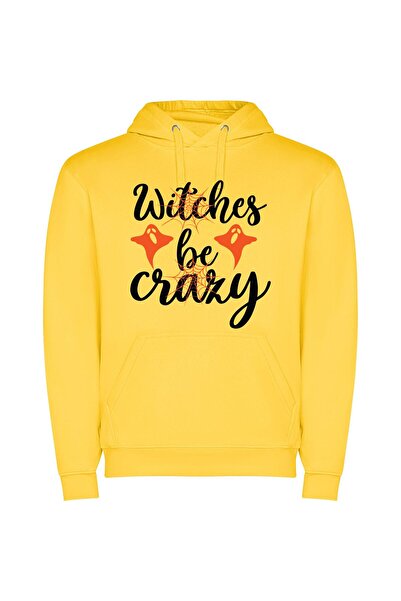 iLovePrints Wicked Whimsy: Haunting Hues Φούτερ με κουκούλα σε χρώμα Κίτρινο