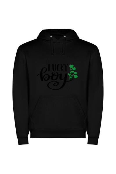 iLovePrints Lucky Lad: St Patrick's Φούτερ με κουκούλα σε χρώμα Μαύρο