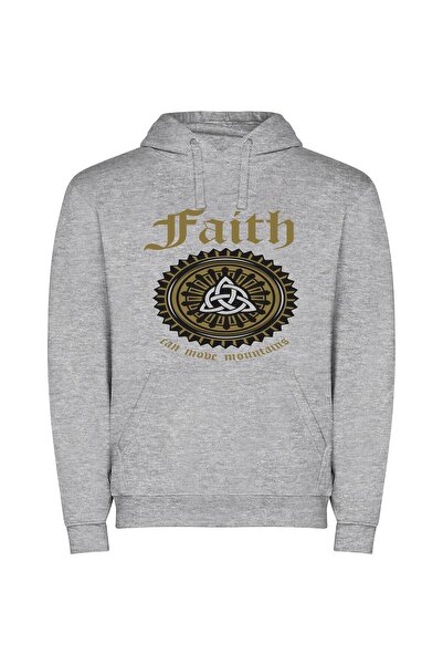 iLovePrints Gilded Occult Faith: Aesthetic Φούτερ με κουκούλα σε χρώμα Γκρι