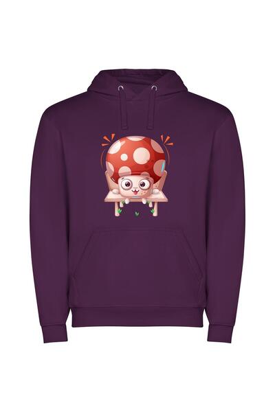 iLovePrints Woodland Whimsy: Mushroom Madness Φούτερ με κουκούλα σε χρώμα Μωβ