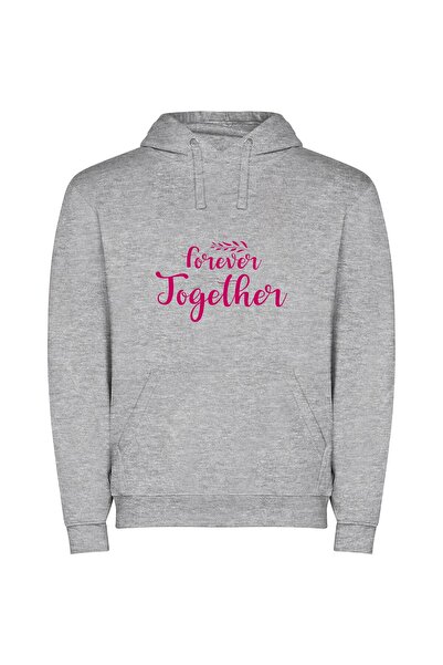 iLovePrints Eternal union: Handwritten elegance Φούτερ με κουκούλα σε χρώμα Γκρι