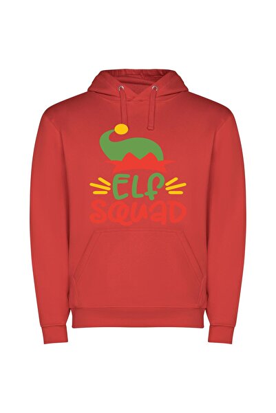 iLovePrints Enchanting Elf Hat Φούτερ με κουκούλα σε χρώμα Κόκκινο