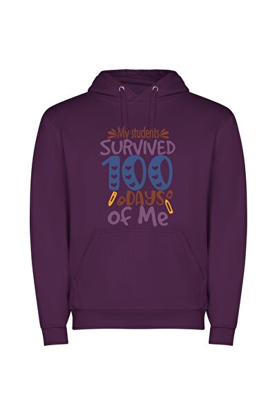 iLovePrints Survival Celebration: 100 Days+ Φούτερ με κουκούλα σε χρώμα Μωβ