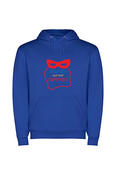iLovePrints Embrace Your Superhero Self Φούτερ με κουκούλα σε χρώμα Μπλε