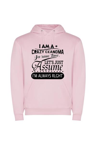 iLovePrints Grandma's Right, Always Φούτερ με κουκούλα σε χρώμα Ροζ